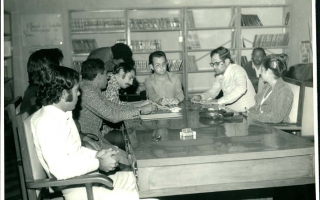 'Reunião da Câmara de vereadores vendo-se Fábio Falco, Esquerdinha,Vico, Vander Laurici, entre outros 1960 a 1979