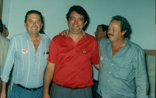 'Vitor Vieira, Aracely de Paula e João Dantas em encontro político Década de 80