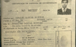 'Certificado de dispensa de incorporação de Geraldo Gabriel Sobrinho década de 70