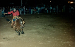 'Peão montado em cavalo na arena década de 90