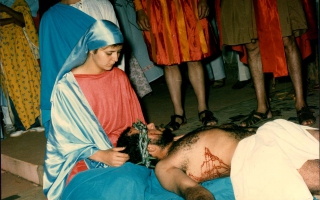 'Cidinha Gaia como Maria  e Ziro do Plínio como Cristo década de 80